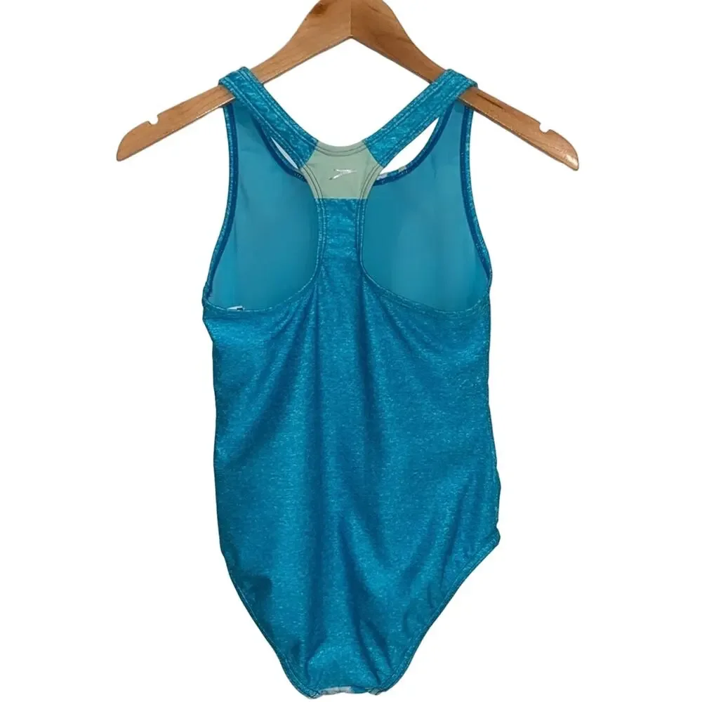 Speedo Girls Printed Sport Splice One Piece Swimsuit Capri Breeze